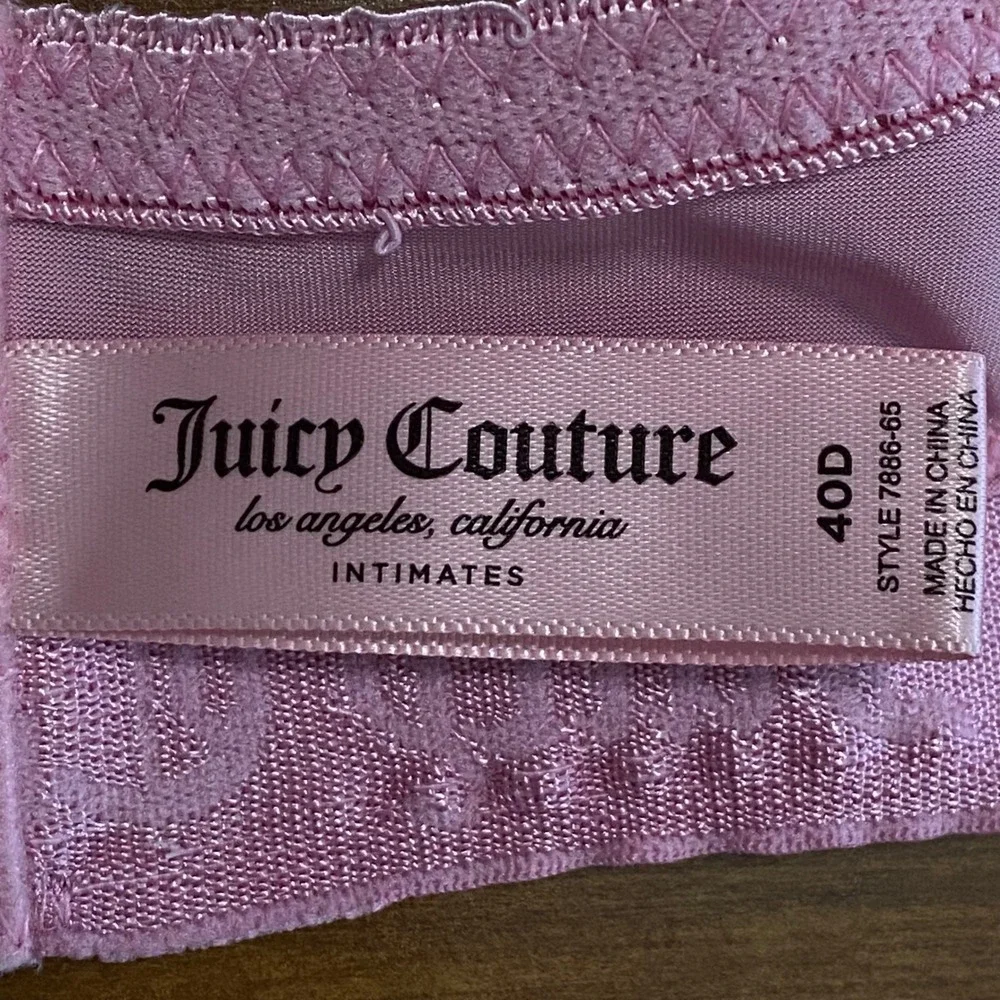 Juicy Couture‎ Intimates Pink Underwire Logo Strap Bra 40D Style 7886-65